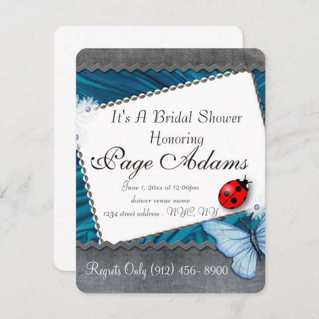 Convite Destino romântico do chá de panela do joaninha da (Frente/Verso)