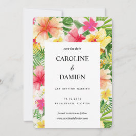 Convite Destino Tropical Casamento Floral Salvar A Data