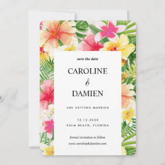 Convite Destino Tropical Casamento Floral Salvar A Data