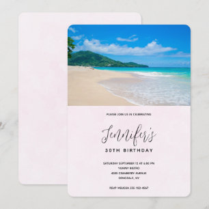 Convite Destino Tropical Encantador Praia Aniversário