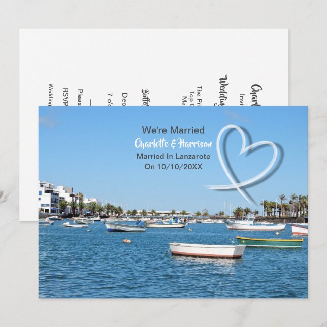 Convite Destino Tropical Lanzarote Espanha Casamento de Pr (Frente/Verso)