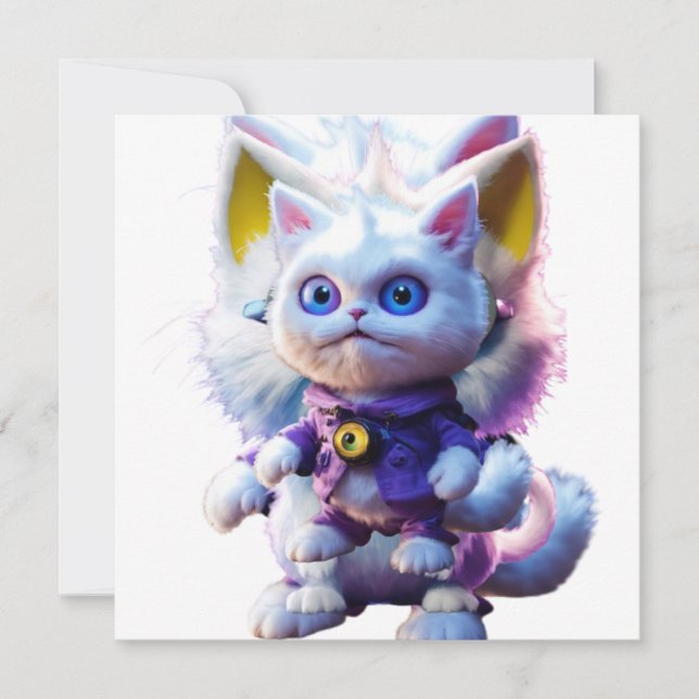 Convite Desvendando o monstro de gatos brancos CGI enigmát (Frente)