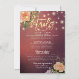 Convite Detalhe de Casamento das Luzes Florais Chic Burgun