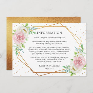 Convite Detalhe de Casamento Floral de Folha de Ouro Geomé