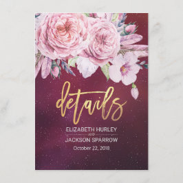Convite Detalhe de Casamento Palha Floral Luzes Vermelhas