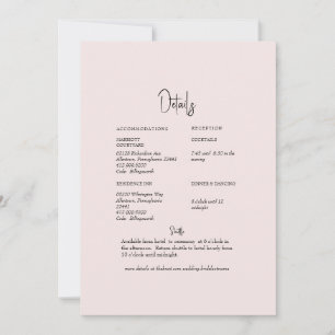 Convite Detalhe de Costas de Casamento Floral Bege Claro