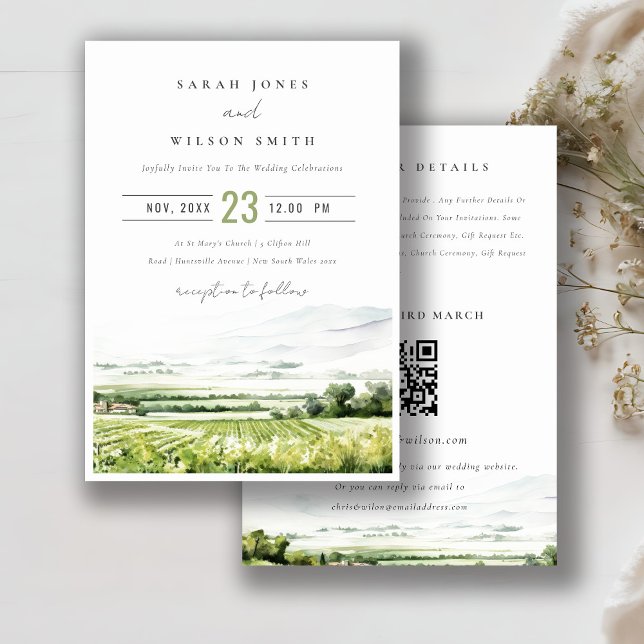 Convite Detalhe de RSVP de Casamento do Vineyard All in On (Criador carregado)