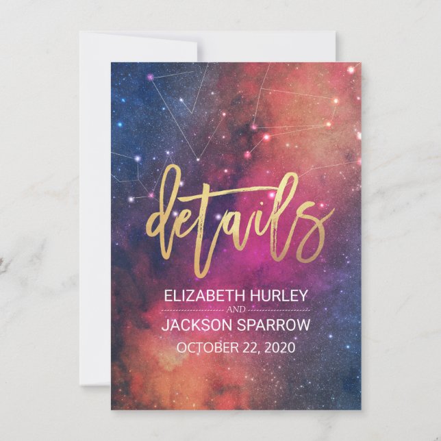 Convite Detalhe do Casamento Nebulosa Estelar Deslumbrante (Verso)