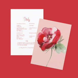 Convite Detalhe Floral Vermelho e Rosado de Casamento