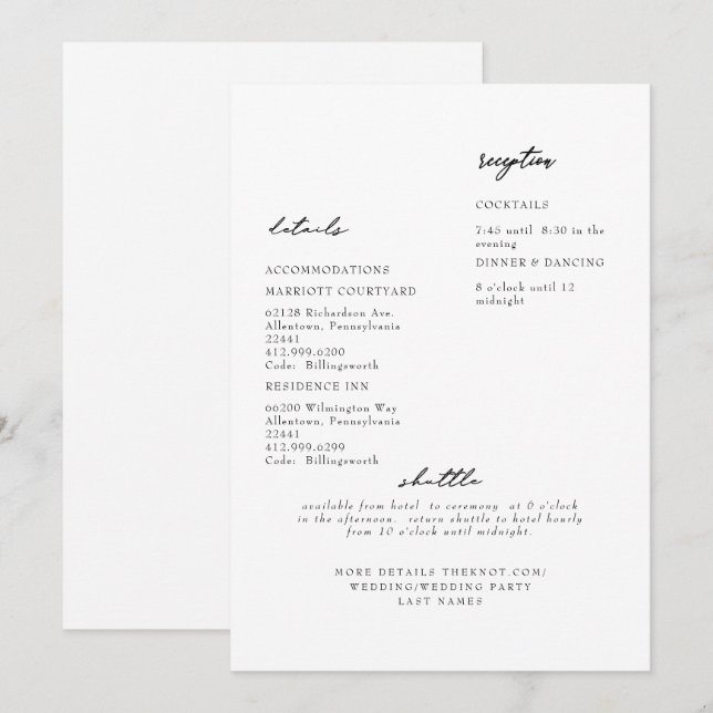 Convite Detalhe Simples de Casamento Branco Moderno (Frente/Verso)