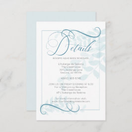 Convite DETALHES | Acentos Azuis Teais Folhas Azuis Pálida