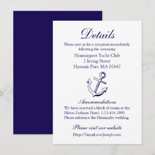 Convite Detalhes Azul Marinho Âncora Casamento Náutico Mar