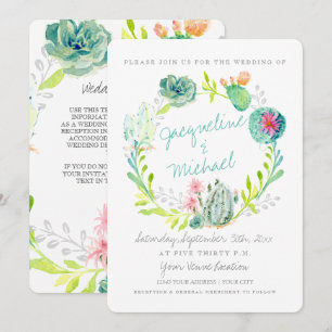 Convite Detalhes da Aquarela Sucultiva do Deserto Cactus F