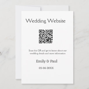 Convite Detalhes da pesquisa do site de casamento QR adici
