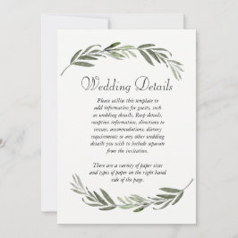 Convite Detalhes da Recepção de Casamento com Folha Verde 