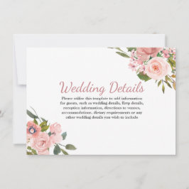 Convite Detalhes da Recepção de casamento das Flores de Bl