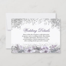 Convite Detalhes da Recepção de Casamento Floral com Brilh