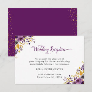 Convite Detalhes da Recepção de Casamento Floral Dourado R