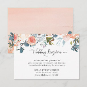 Convite Detalhes da Recepção de Casamento Floral em Aquare