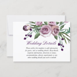 Convite Detalhes da Recepção de casamento Floral Rosa