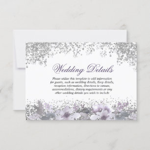 Convite Detalhes da Recepção de Casamento Roxo Floral Bril