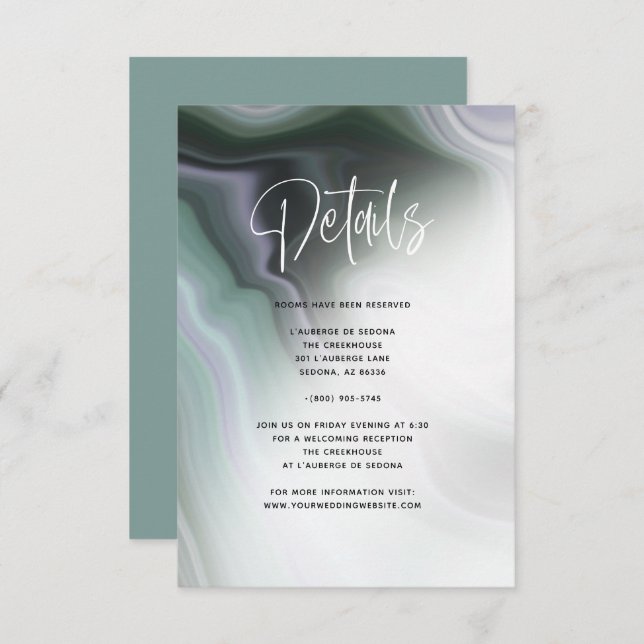 Convite Detalhes de Ágata Verde Jade Sujo Violeta (Frente/Verso)