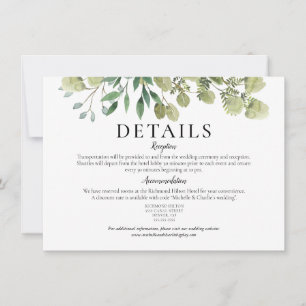 Convite Detalhes de Casamento com Vegetação em Aquarela El