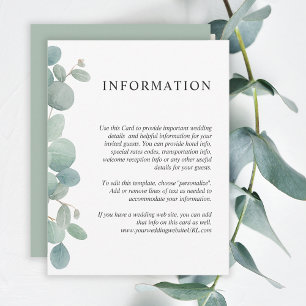 Convite Detalhes de Casamento com Verde de Eucalipto em Aq