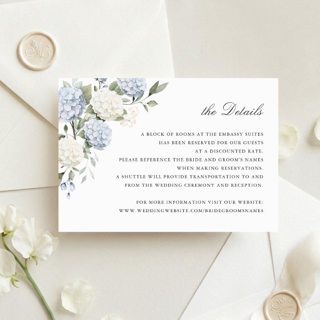 Convite Detalhes de Casamento com Verde e Hortênsia Azul F (Criador carregado)