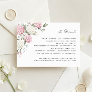 Convite Detalhes de Casamento com Verde e Hortênsia Rosa F