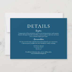 Convite Detalhes de Casamento Cor Azul Marinho Minimalista