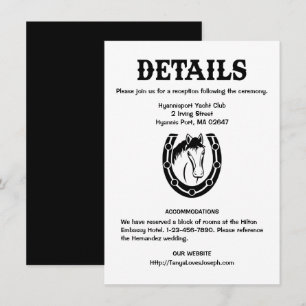 Convite Detalhes de Casamento Country Cavalo Preto Rústico