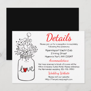 Convite Detalhes de Casamento Country Floral Pote de Pedra