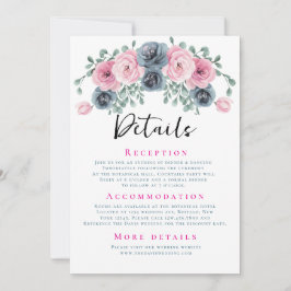 Convite Detalhes de Casamento de Arch Pink e Blue Blooms