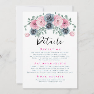 Convite Detalhes de Casamento de Arch Pink e Blue Blooms