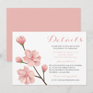 Convite Detalhes de casamento de flores de cerejeira rosa