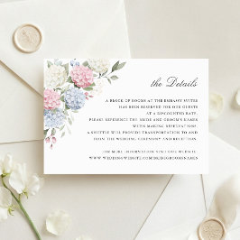 Convite Detalhes de Casamento de Hortênsia Azul e Rosa Flo