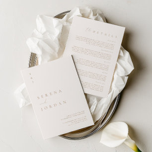 Convite Detalhes de casamento de marfim minimalista elegan