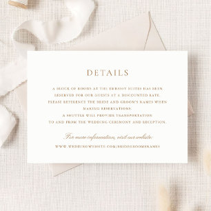 Convite Detalhes de Casamento de Script Dourado Elegante M