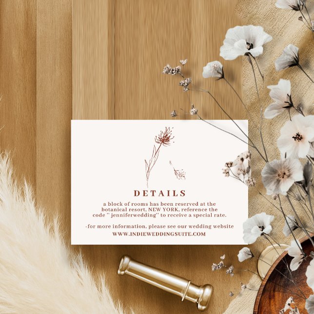 Convite Detalhes de Casamento de Terracota Boho Flor de De (Criador carregado)