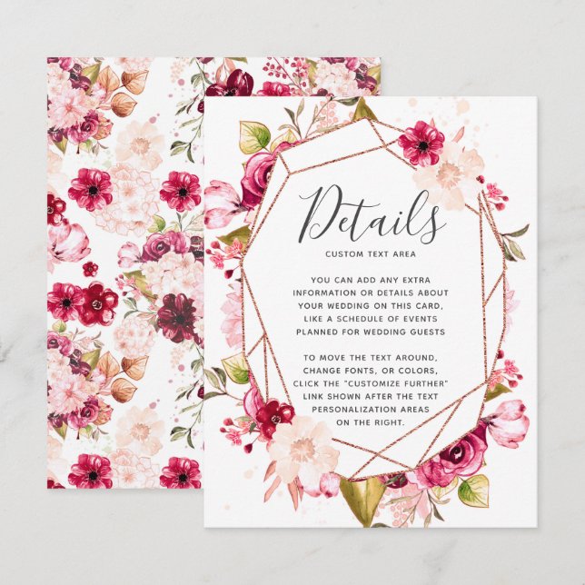 Convite Detalhes de Casamento de Terrário Geométrico Burgu (Frente/Verso)