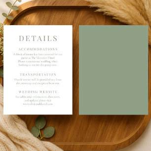 Convite Detalhes de Casamento Elegantes em Verde Sage