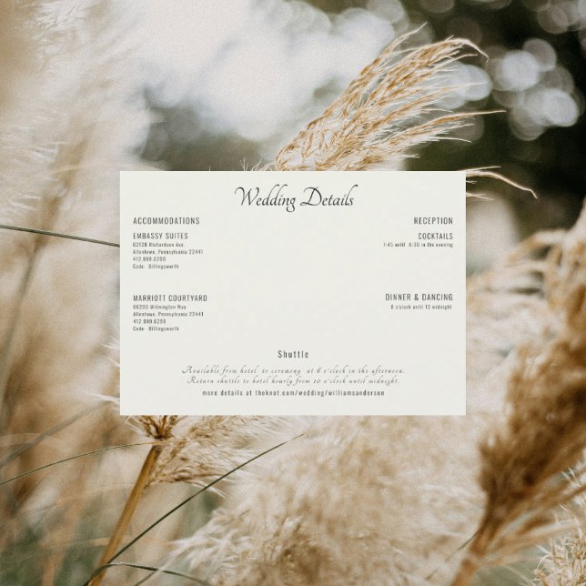 Convite Detalhes de Casamento em Creme Moderno Texto Preto (Criador carregado)