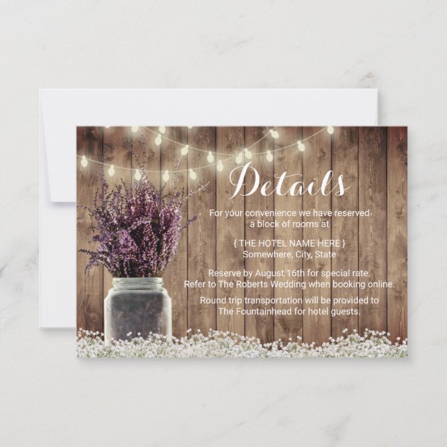 Convite Detalhes de Casamento em Pote de Pedra com Floral  (Frente)