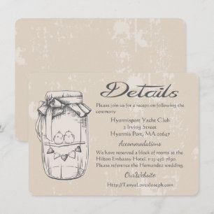 Convite Detalhes de Casamento em Pote de Pedra Lovebirds I