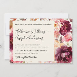Convite Detalhes de Casamento Escrita Cursiva Burgundy Jar