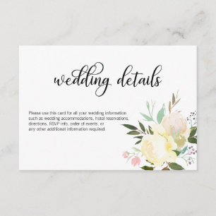 Convite Detalhes de Casamento Floral Bege Rosa Água-Forte