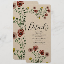 Convite Detalhes de Casamento Floral Botânico Vintage Embu