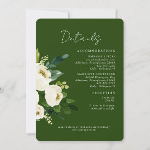 Convite Detalhes de Casamento Floral Branco Verde Arredond
