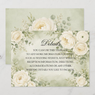 Convite Detalhes de Casamento Floral em Verde Salvia e Mar